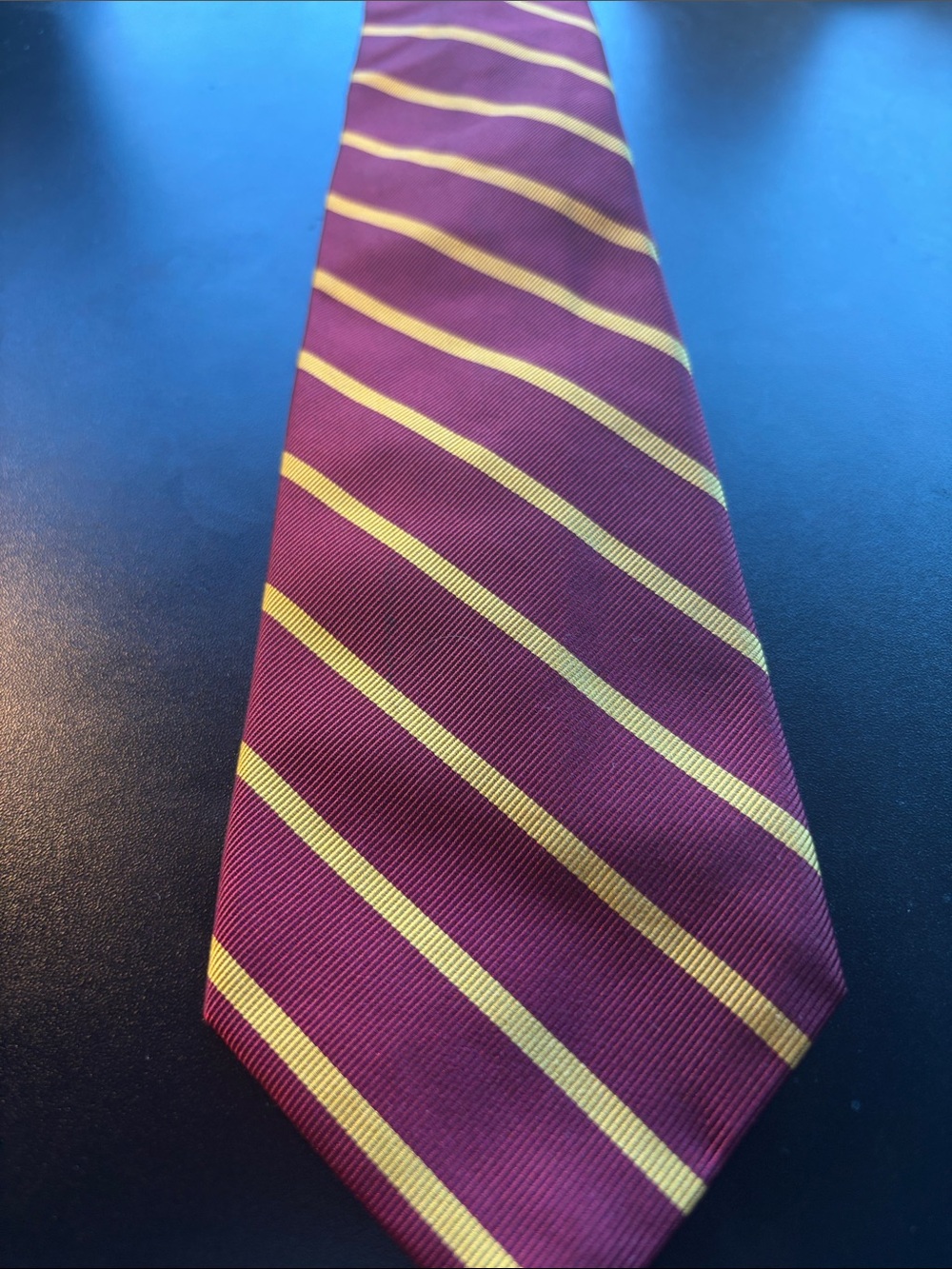 Jos. A. Bank Burgundy Tie with Gold Diagonal Stripes